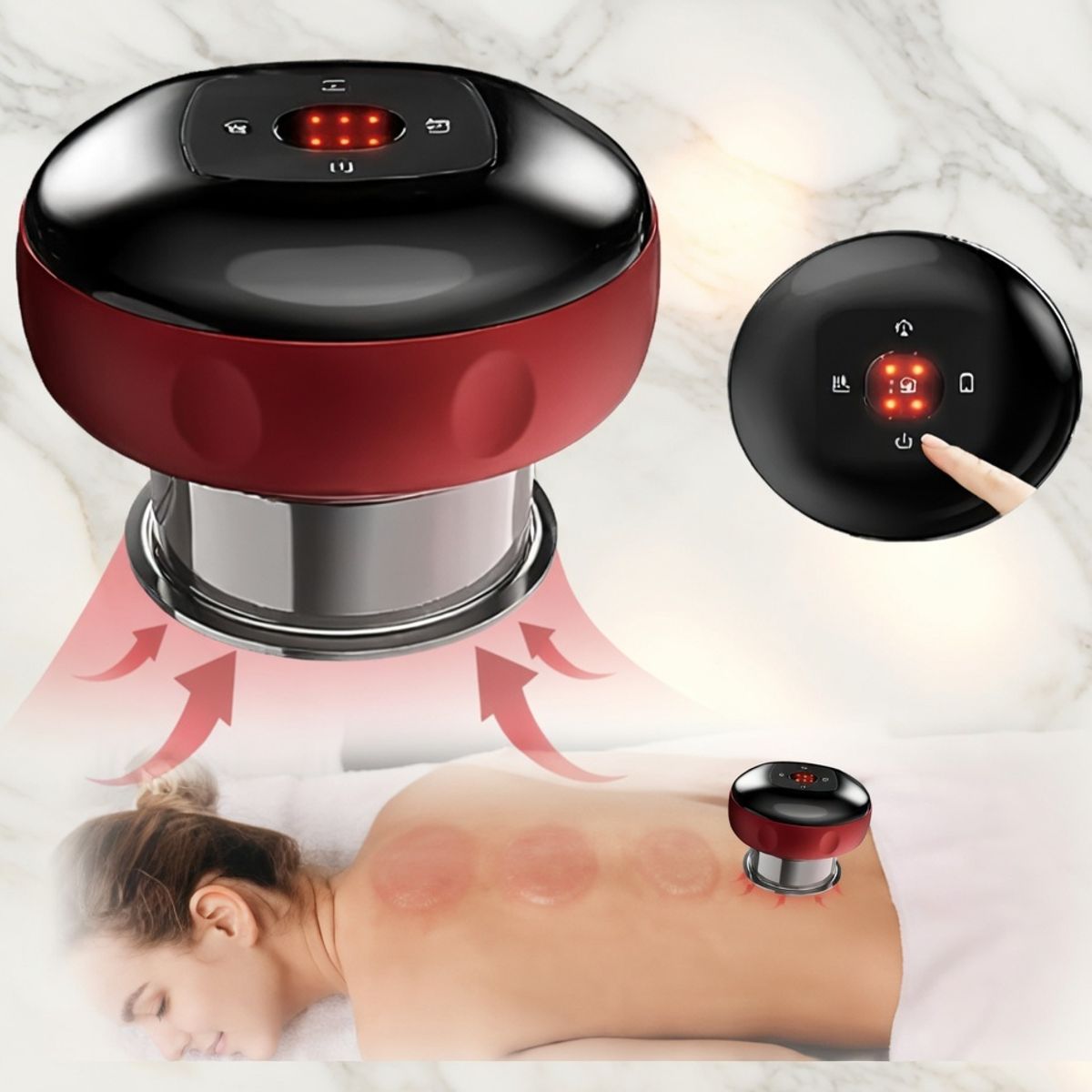 MOVI - Ventosa Eléctrica Inteligente 220V Succión, Vibración, Masaje y Alivio de Dolores + Anticelulitis
