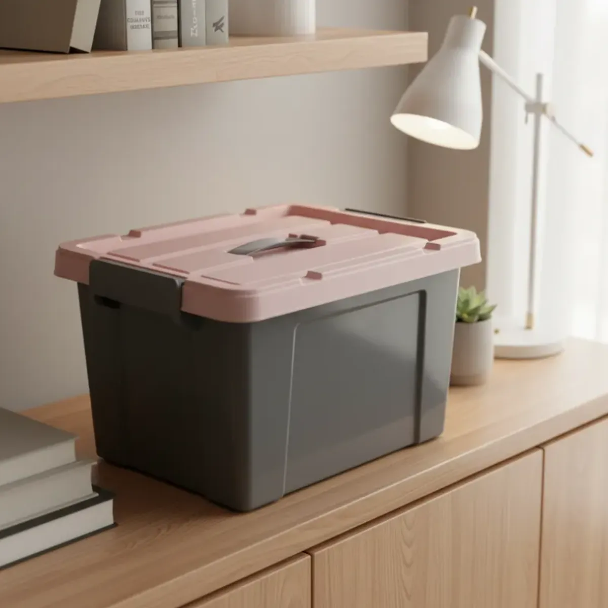 GENERICO - Caja organizadora plástica con tapa  20Ltr. 42x25x30 cm