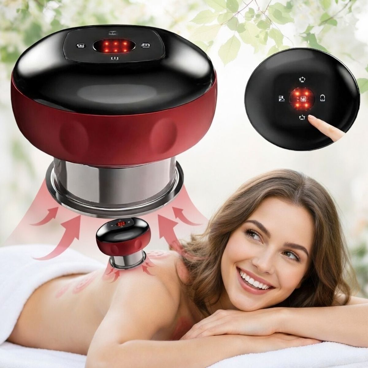 MOVI - Ventosa Eléctrica Inteligente 220V Succión, Vibración, Masaje y Alivio de Dolores + Anticelulitis