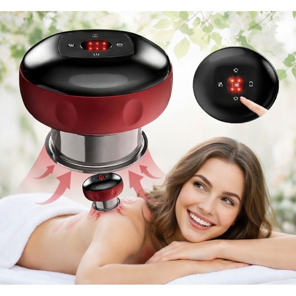 MOVI - Ventosa Eléctrica Inteligente 220V Succión, Vibración, Masaje y Alivio de Dolores + Anticelulitis