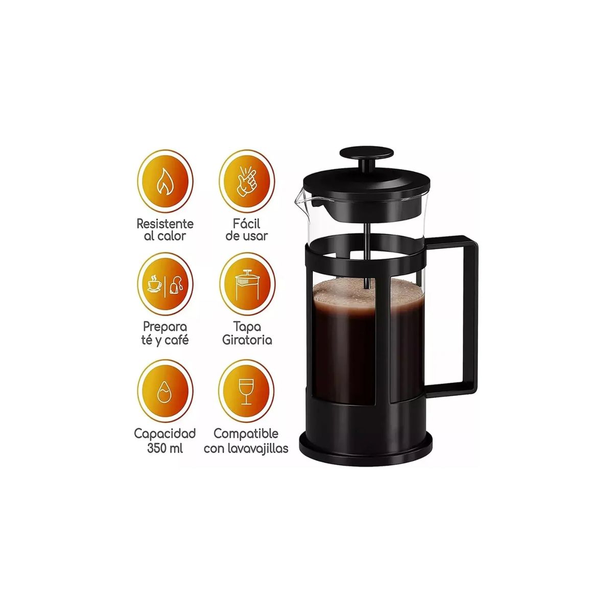 GENERICO - Prensa Francesa Cafetera Francesa Manual Cafe Te Mate 1000ml
