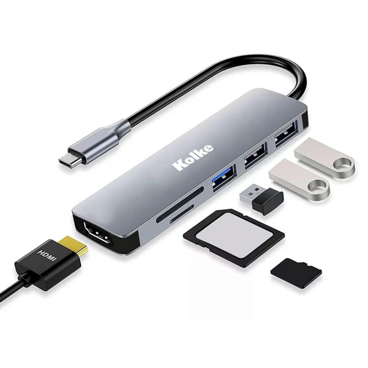 KOLKE - Hub Usb C Adaptador Kolke 6 En 1 Usb 3.0 Hdmi 4k Open Box