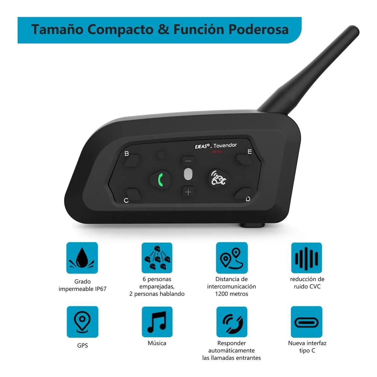 GENERICO - Intercomunicador V6pro+ Para Casco De Motocicleta BELUG