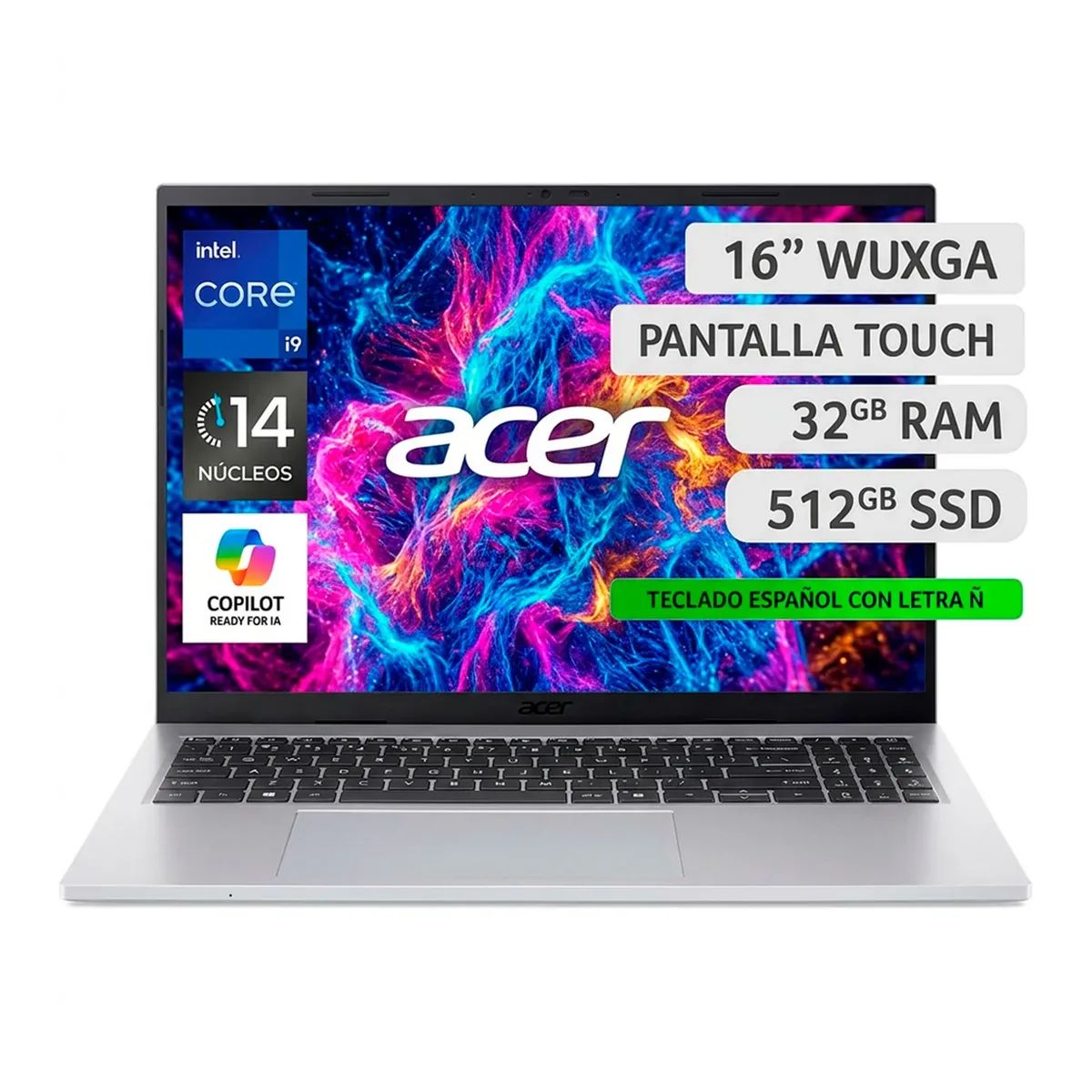 ACER - Notebook Acer Touch Aspire GO AG16-71PT-91CE-1 Intel Core i9 32GB RAM 512GB SSD 16 WUXGA