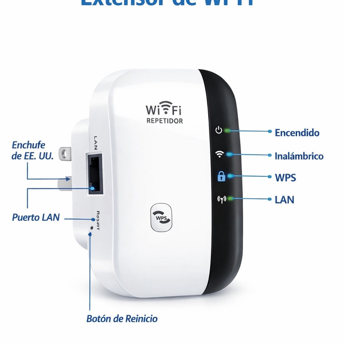 XL - Amplificador Repetidor Wifi 300Mbps Extensor Senal Inalambrica Router AP Compacto