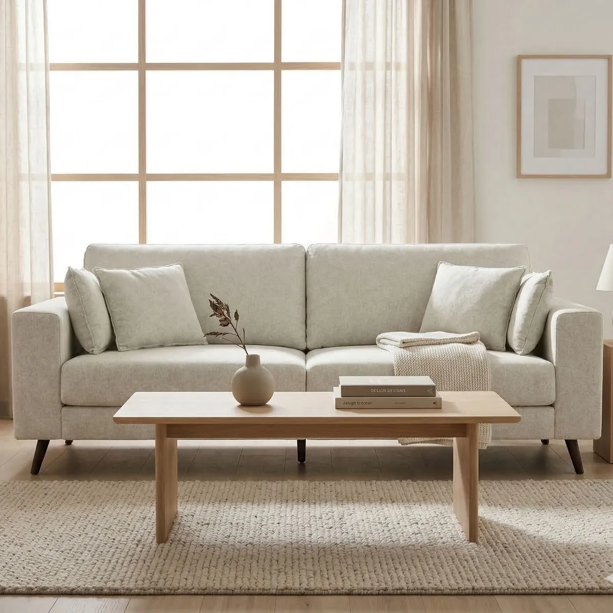 EXIT - Sofá 3 Cuerpos Tapiz Lino Beige - Navarra