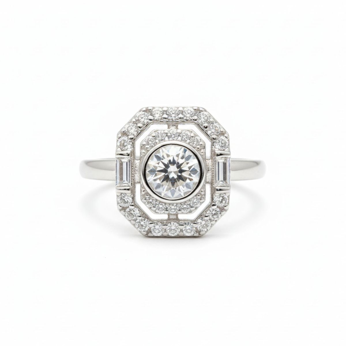 JOYAS LANDEROS - Anillo Vintage Halo Circones Plata 925