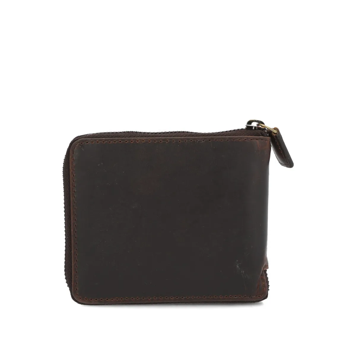 HUSH PUPPIES - Billetera Cuero Hombre St Gray Zip Café HUSH PUPPIES