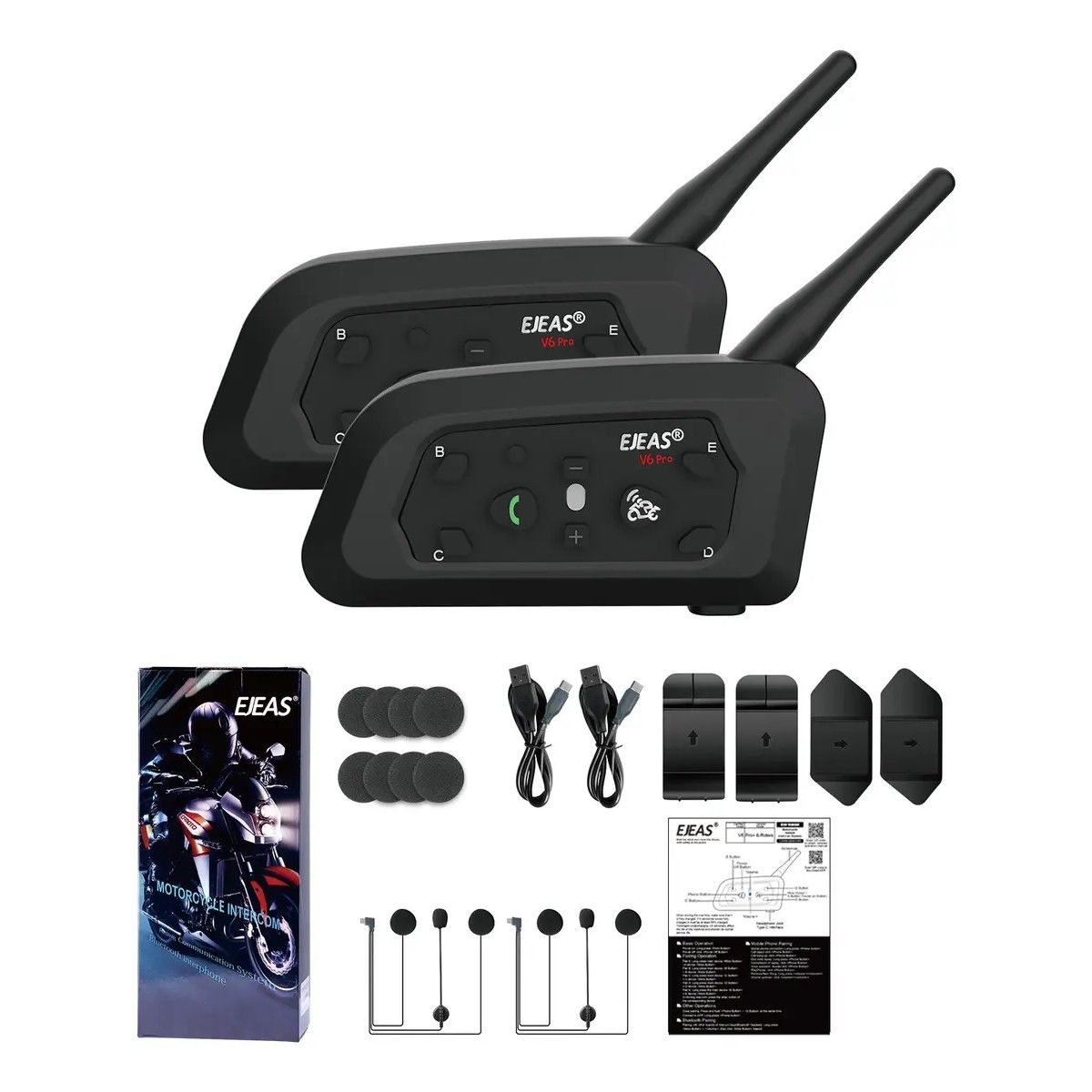 GENERICO - Ejeas V6pro Bluetooth Intercomunicator For Motorcycle Casco BELUG