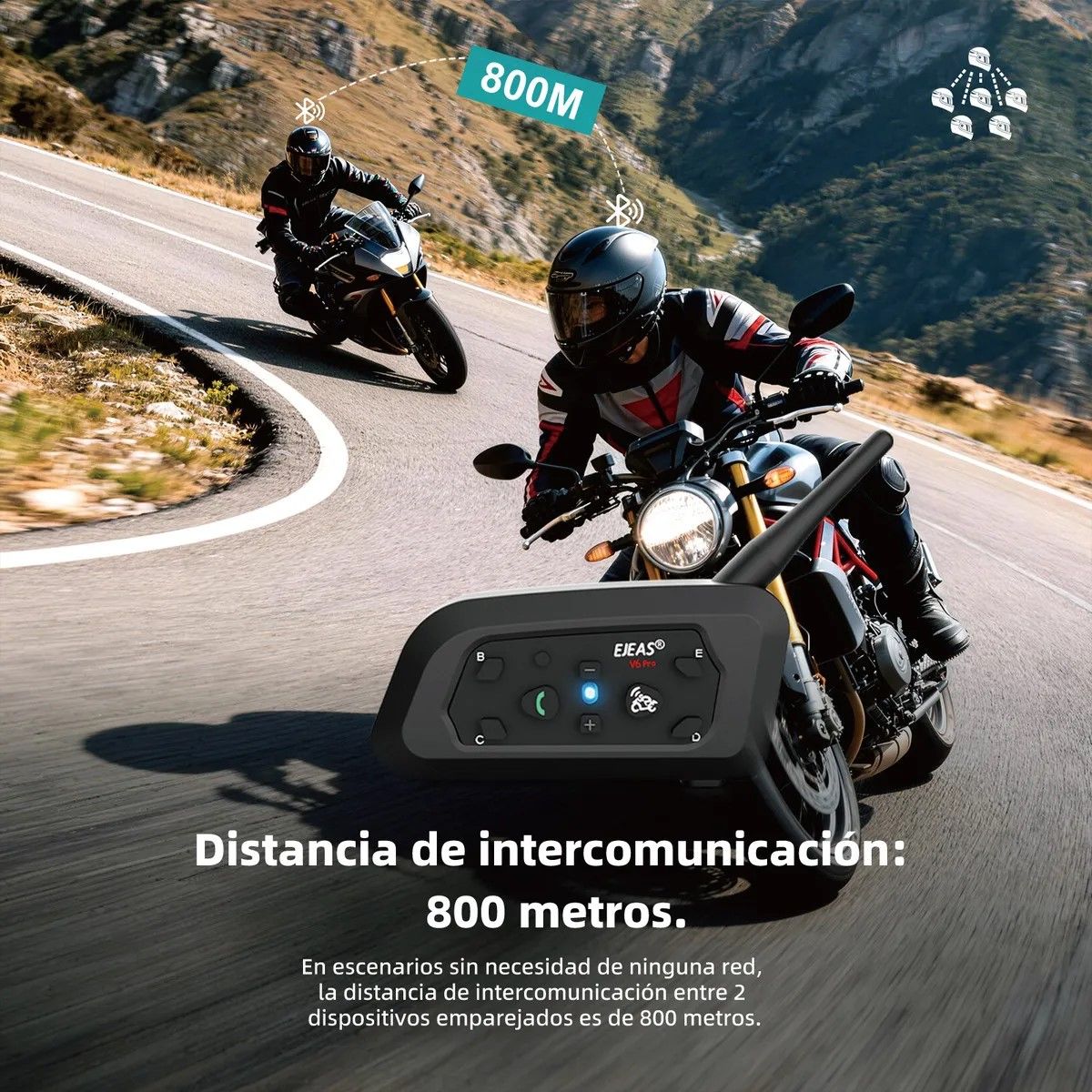 GENERICO - Ejeas V6pro Bluetooth Intercomunicator For Motorcycle Casco BELUG