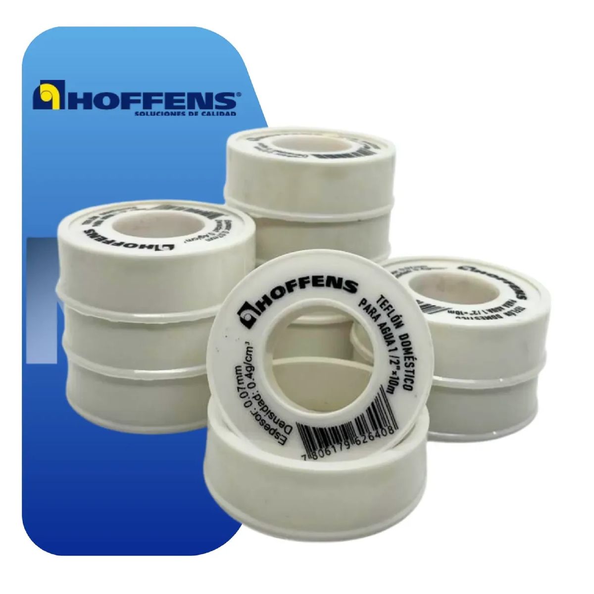 HOFFENS - Cinta Teflon Hoffens Un Medio X 10 Metros Sello Hermético Agua