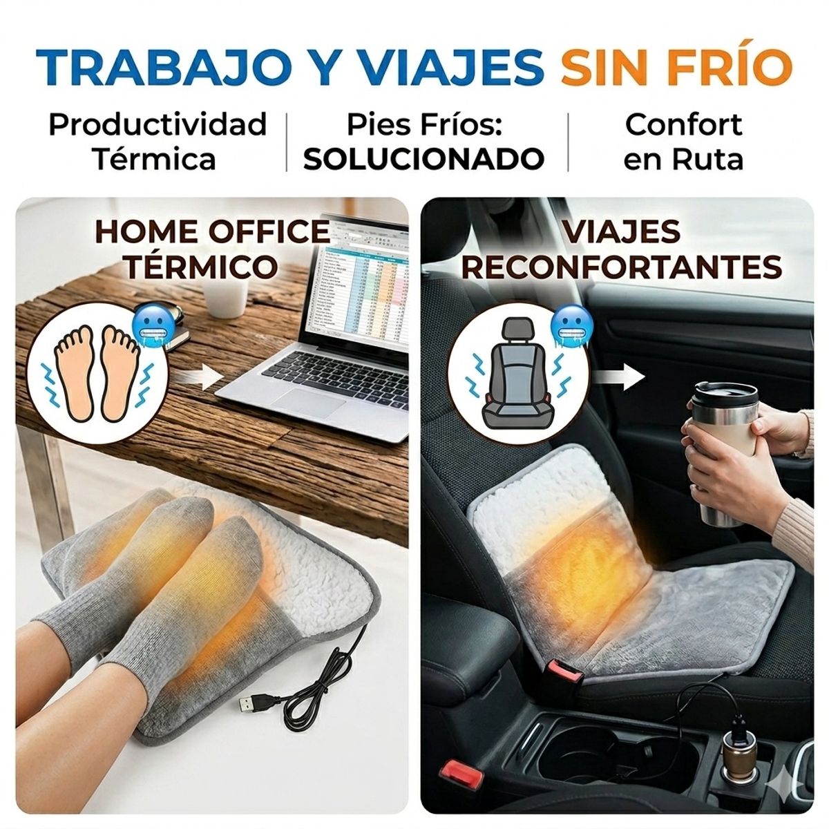 GENERICO - Calienta Pies y Almohadilla Térmica USB Premium – Confort Instantáneo 4 en 1