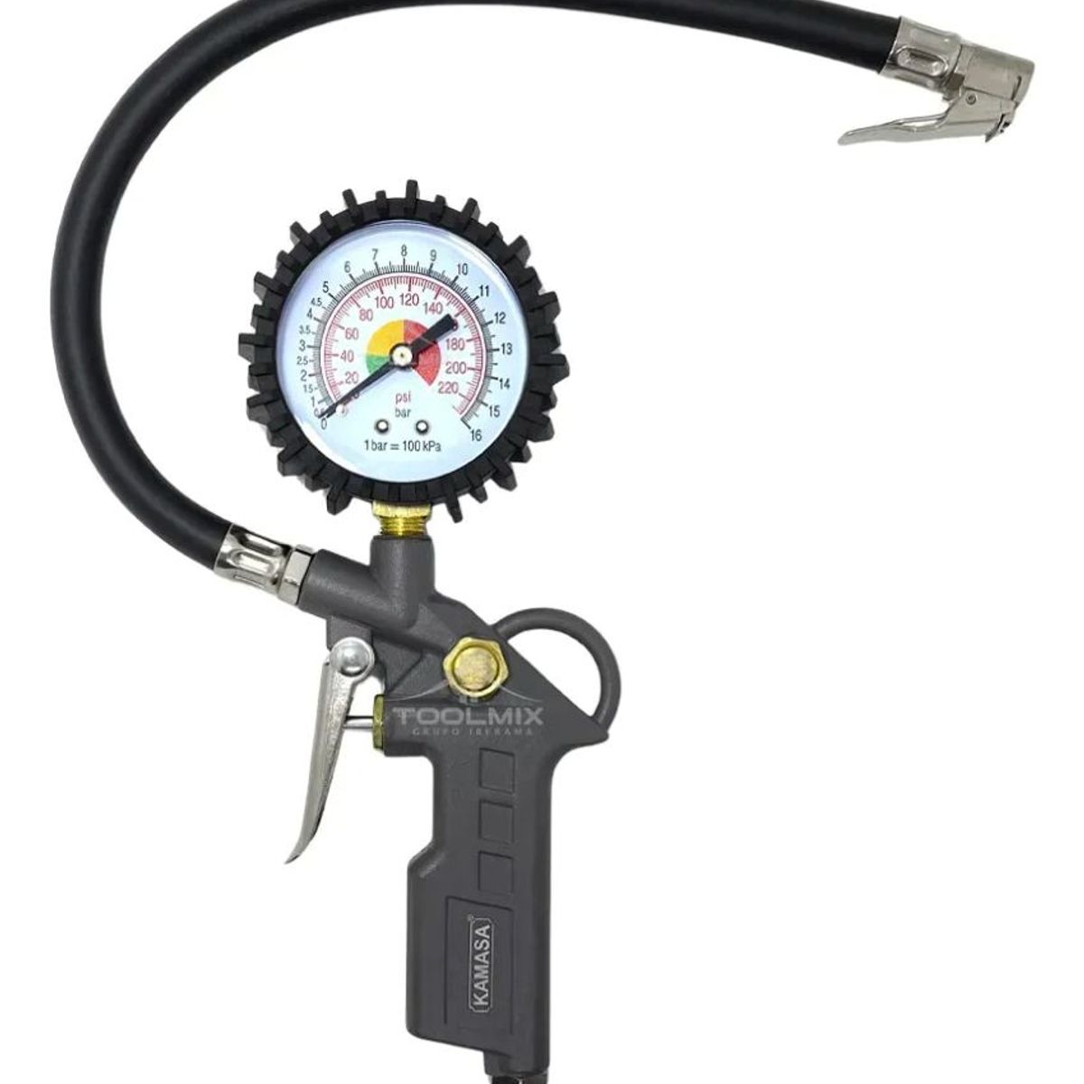 KAMASA - Pistola Inflador Aire Con Manómetro Accesorio Compresor Aire