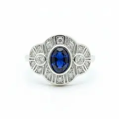 JOYAS LANDEROS - Anillo Vintage Royal Zafiro Circones Plata 925