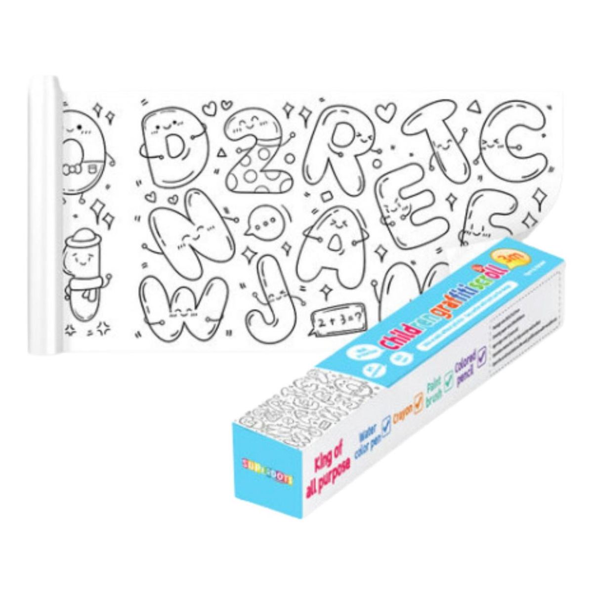 GENERICO - Rollo Papel Para Colorear Dibujo Para Niños Manualidades Alfabeto