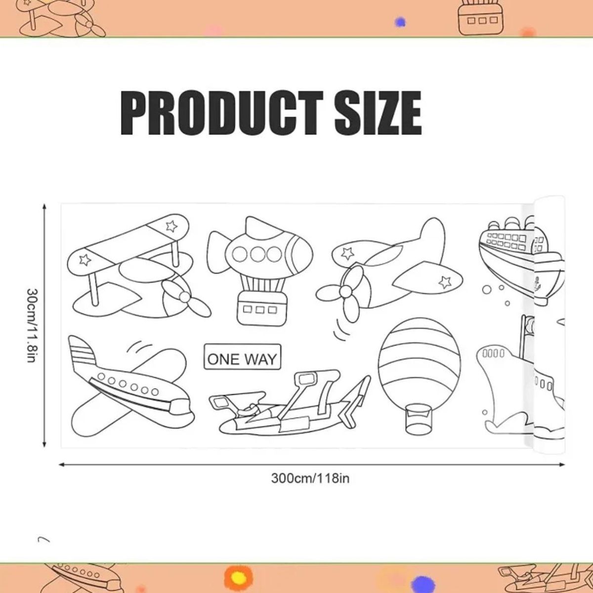GENERICO - Rollo Papel Para Colorear Dibujo Para Niños Manualidades Alfabeto