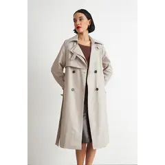 NICOPOLY - Trench Clásico Doble Botonadura Beige