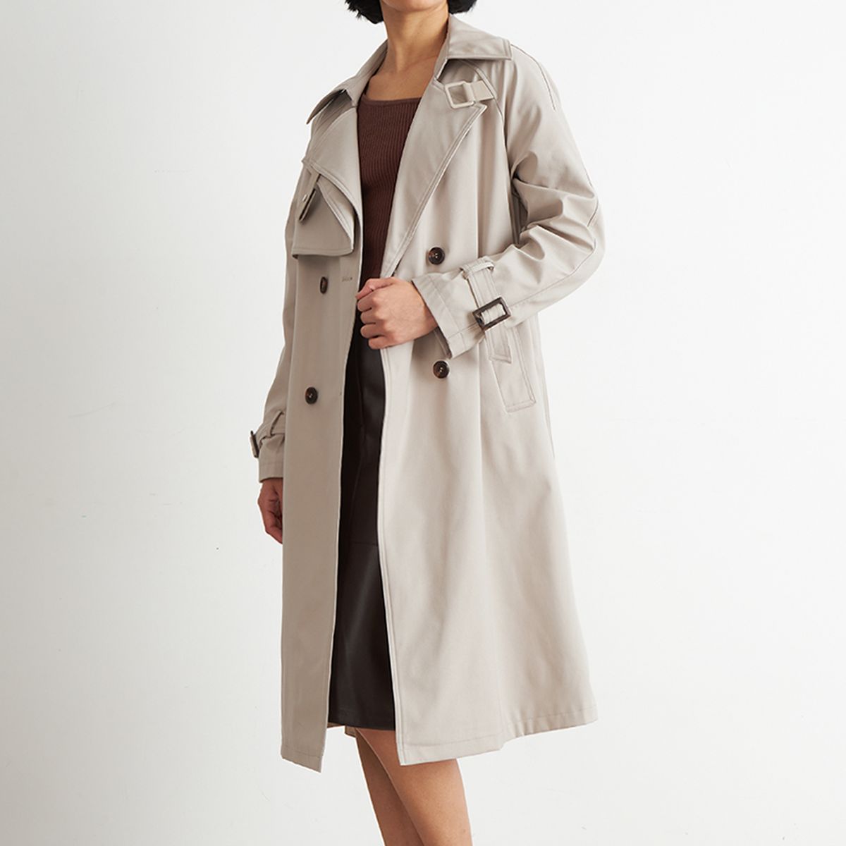 NICOPOLY - Trench Clásico Doble Botonadura Beige Nicopoly
