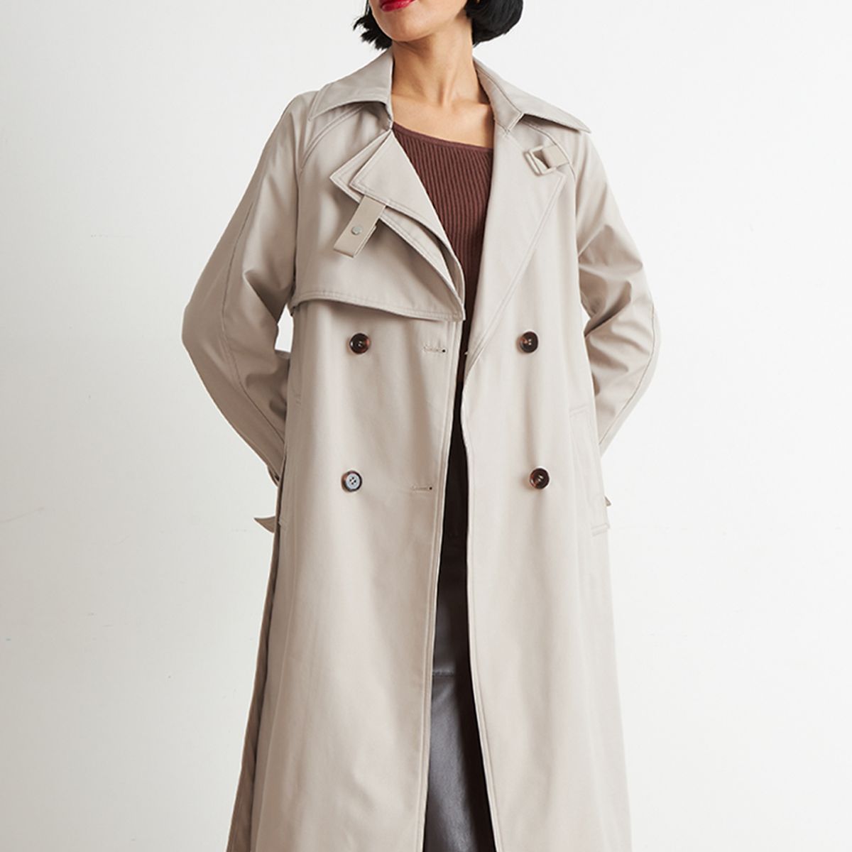 NICOPOLY - Trench Clásico Doble Botonadura Beige Nicopoly
