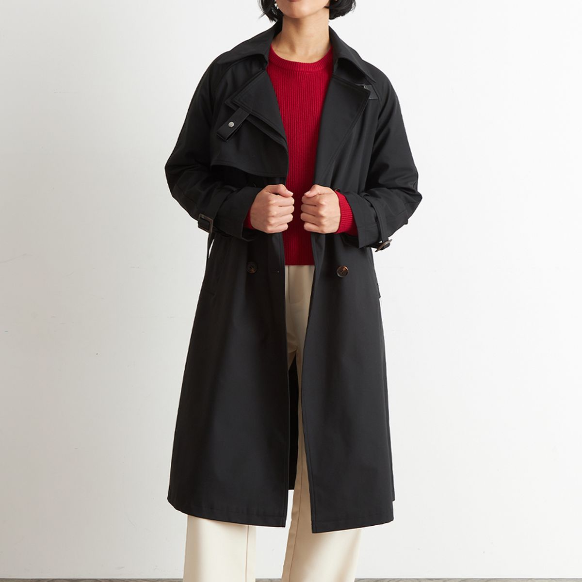 NICOPOLY - Trench Clásico Doble Botonadura Negro Nicopoly