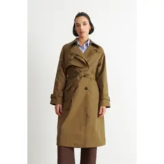NICOPOLY - Trench Clásico Doble Botonadura Café