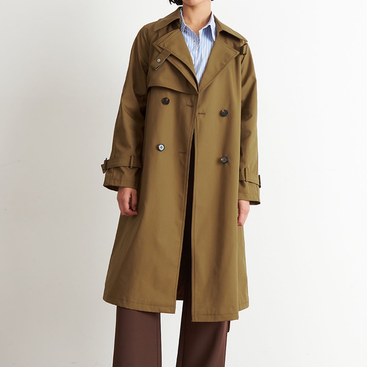 NICOPOLY - Trench Clásico Doble Botonadura Café Nicopoly
