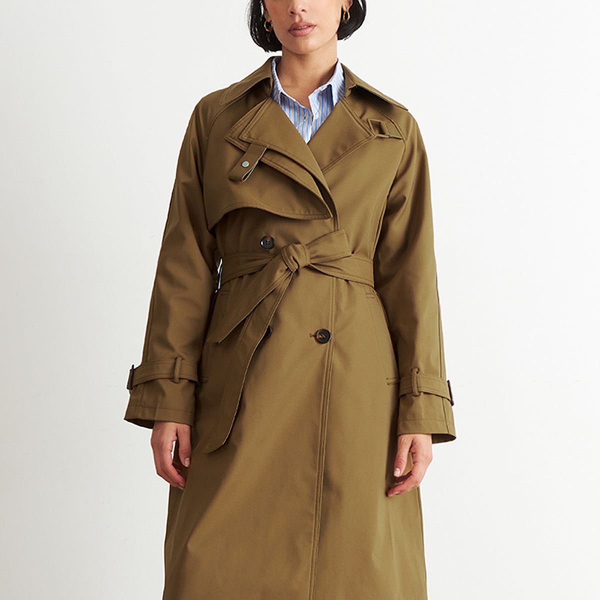 NICOPOLY - Trench Clásico Doble Botonadura Café Nicopoly