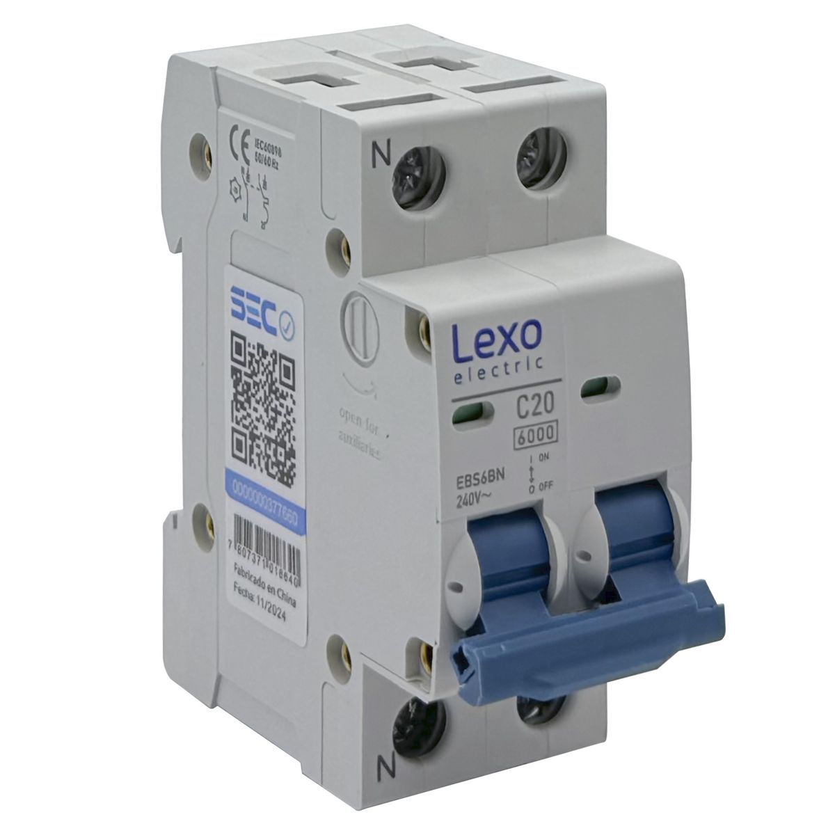 LEXO - Interruptor Automático Bipolar 2p 20a 2x20a 6ka Curva C - Lexo