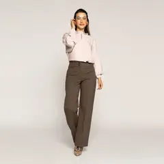 LUDOVICA - Blusa Rocío Rosa Fluida Cuello V Manga Larga