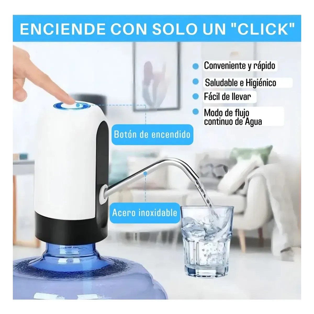 GENERICO - Pack X2 Dispensador Agua Eléctrico Bidón Recargable Usb BELUG
