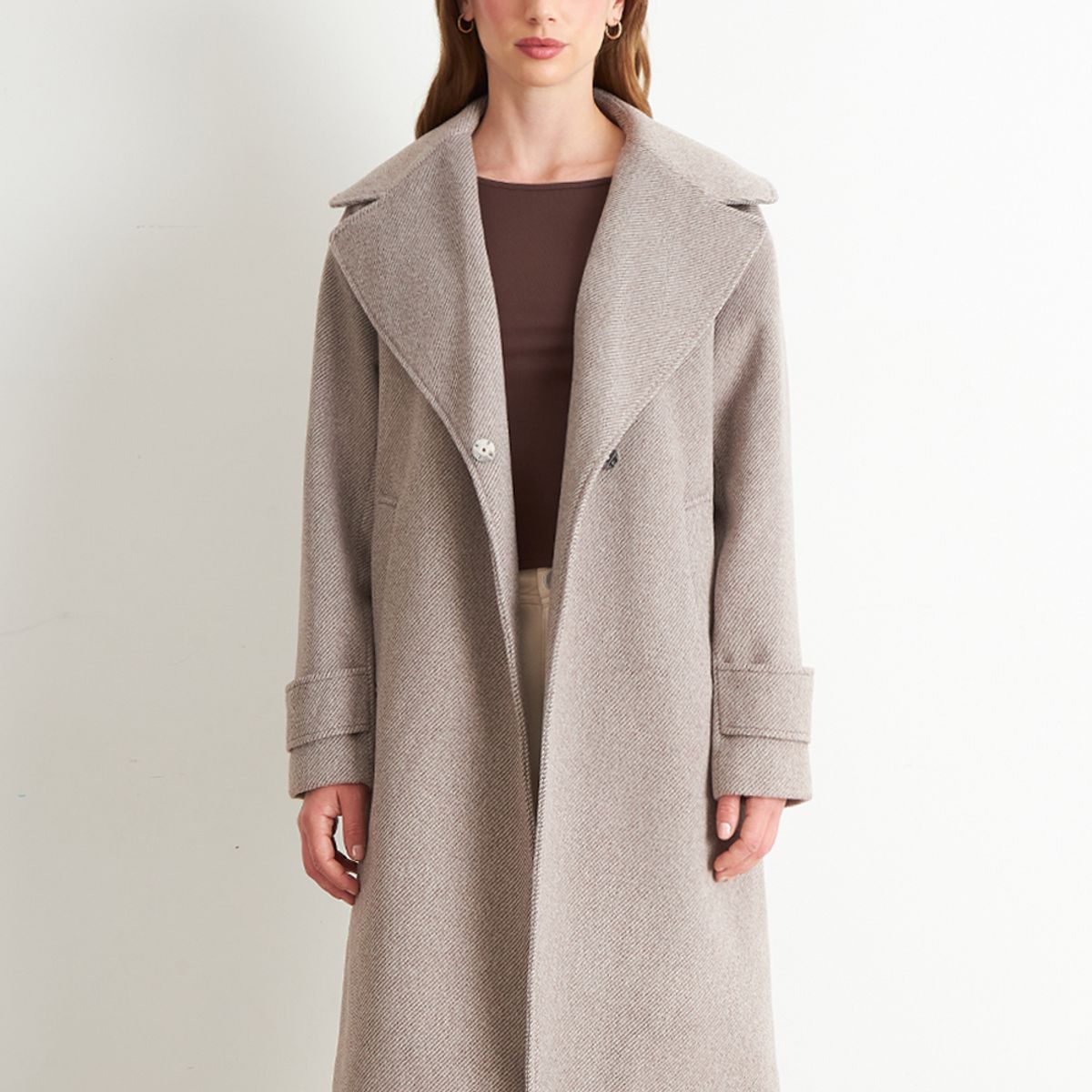 NICOPOLY - Abrigo Lanilla con Solapa Khaki Nicopoly