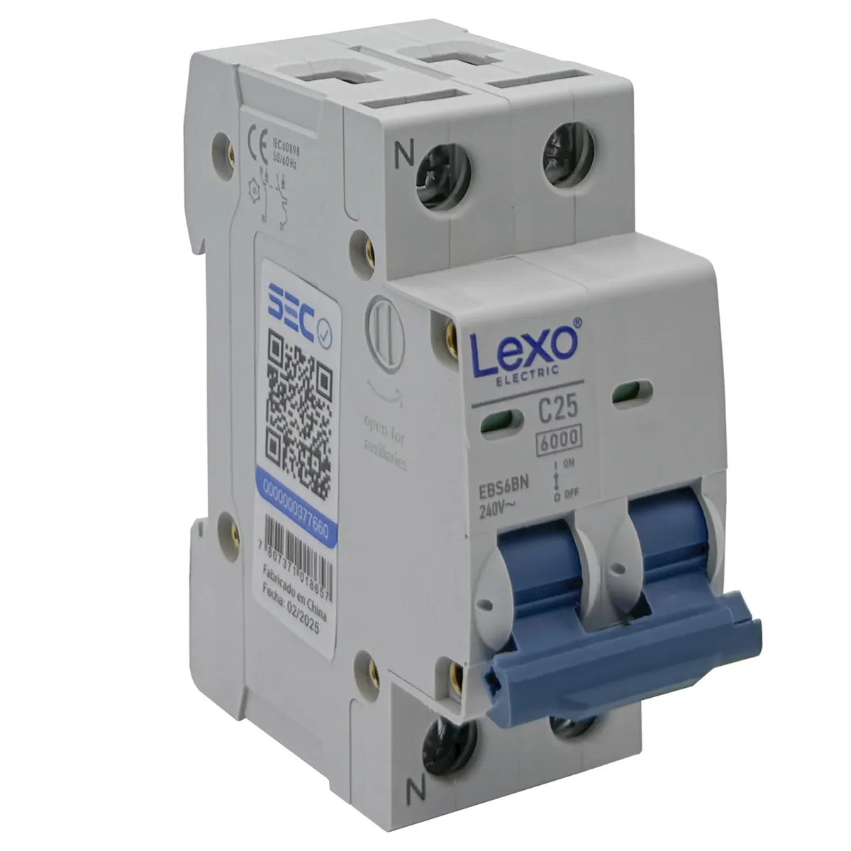 LEXO - Interruptor Automático Bipolar 2p 25a 2x25a 6ka Curva C - Lexo