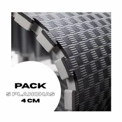 GENERICO - Tatami Bicolor Gris Negro 4 cm Piso EVA Tipo Puzzle Pack 5 Unidades