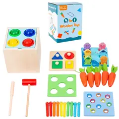 GENERICO - Set de juguetes educativos de madera Montessori 5 en 1 CUBO INFANTIL