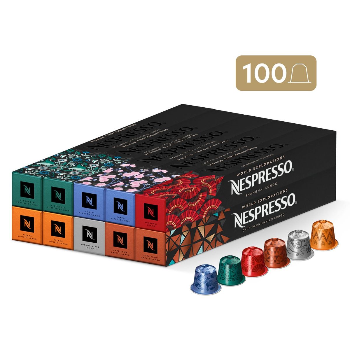 NESPRESSO - Cápsulas De Café Pack Lungo World Explorations 100