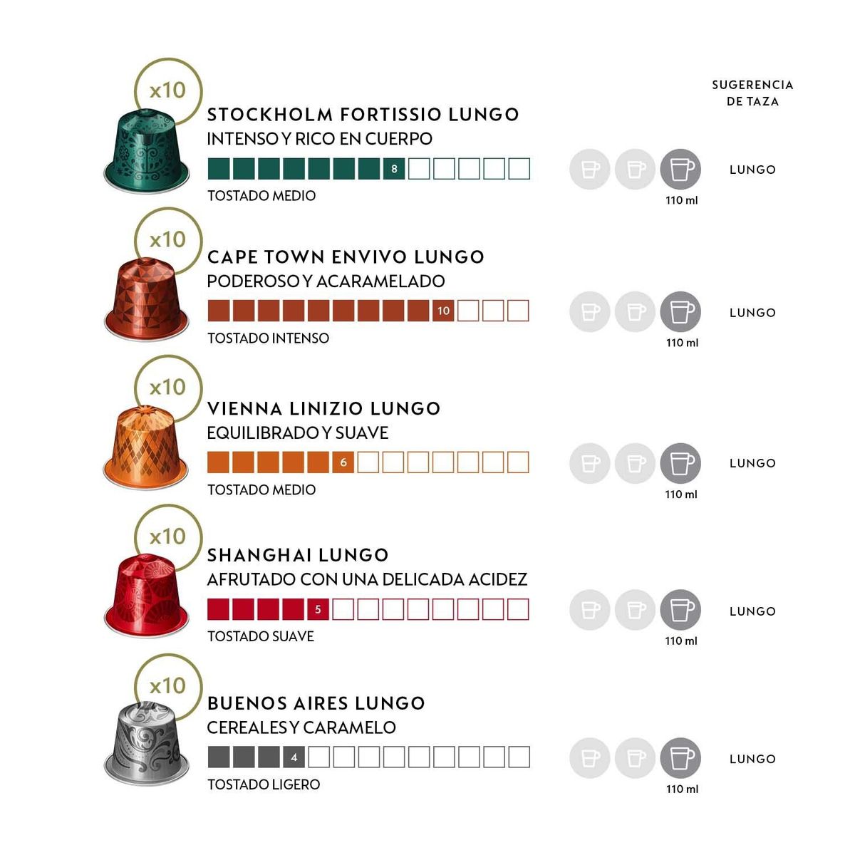 NESPRESSO - Cápsulas De Café Pack Lungo World Explorations -50