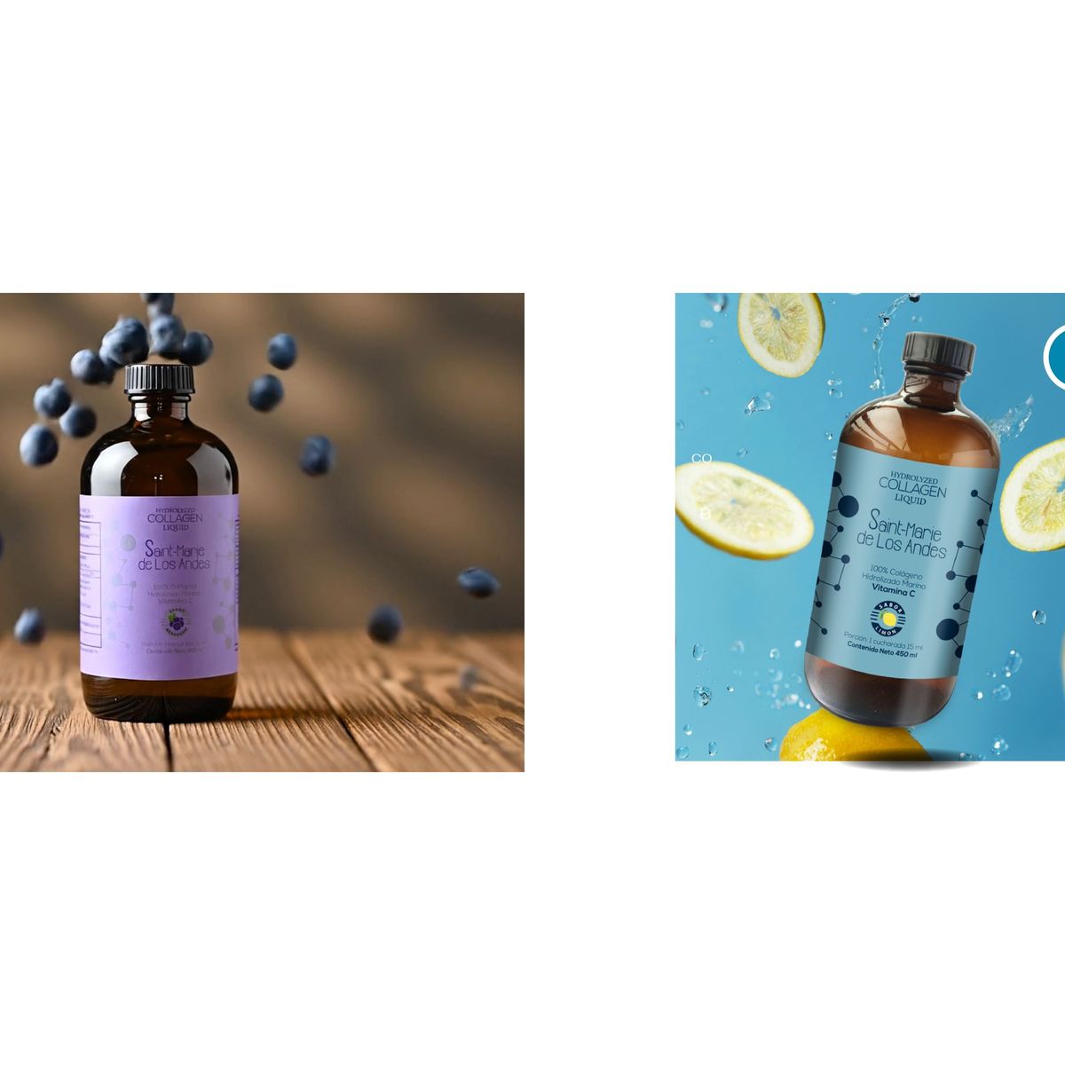 SAINT MARIE DE LOS ANDES - 2 COLAGENOS HIDROLIZADOS LIQUIDOS MARINOS CON  VITAMINA C!!!! 1 CON ARANDANOS Y 1 CON LIMON