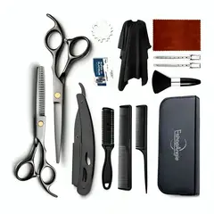 GENERICO - Set Tijeras Peluquería Barbería Corta Pelo Entresacador 14pc