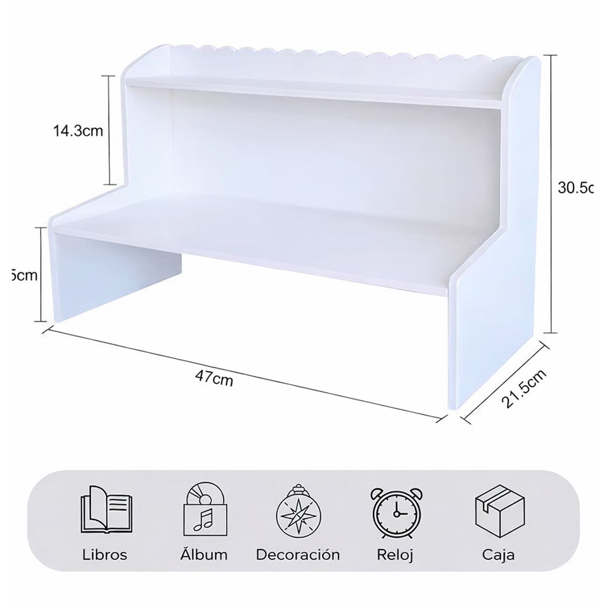 IRM - Soporte De Monitor Base Pantalla Con Repisa Para Escritorio Color Blanco