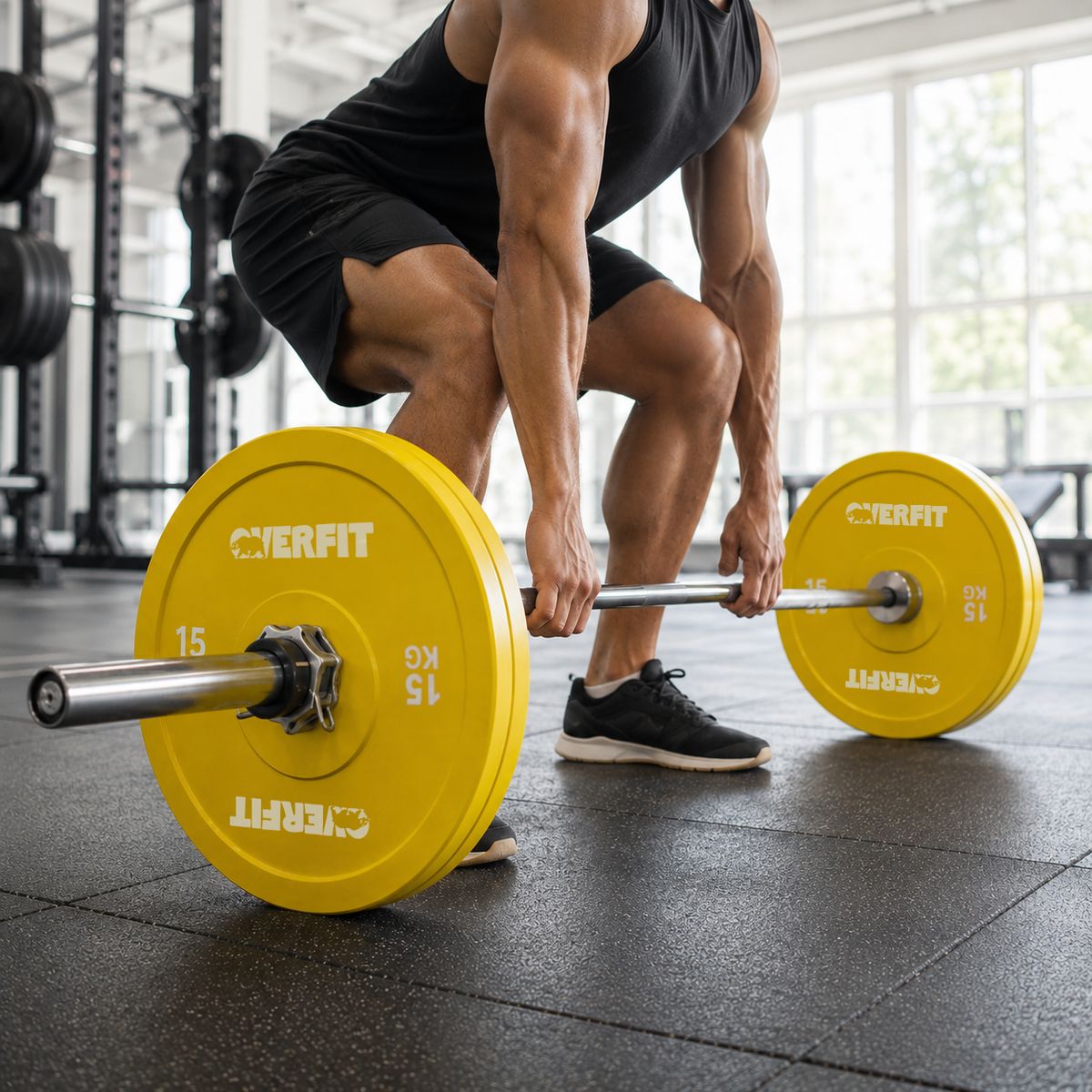 OVERFIT - Disco de Pesa Olimpica Goma Overfit 15kg Antideslizante 50mm Gym.