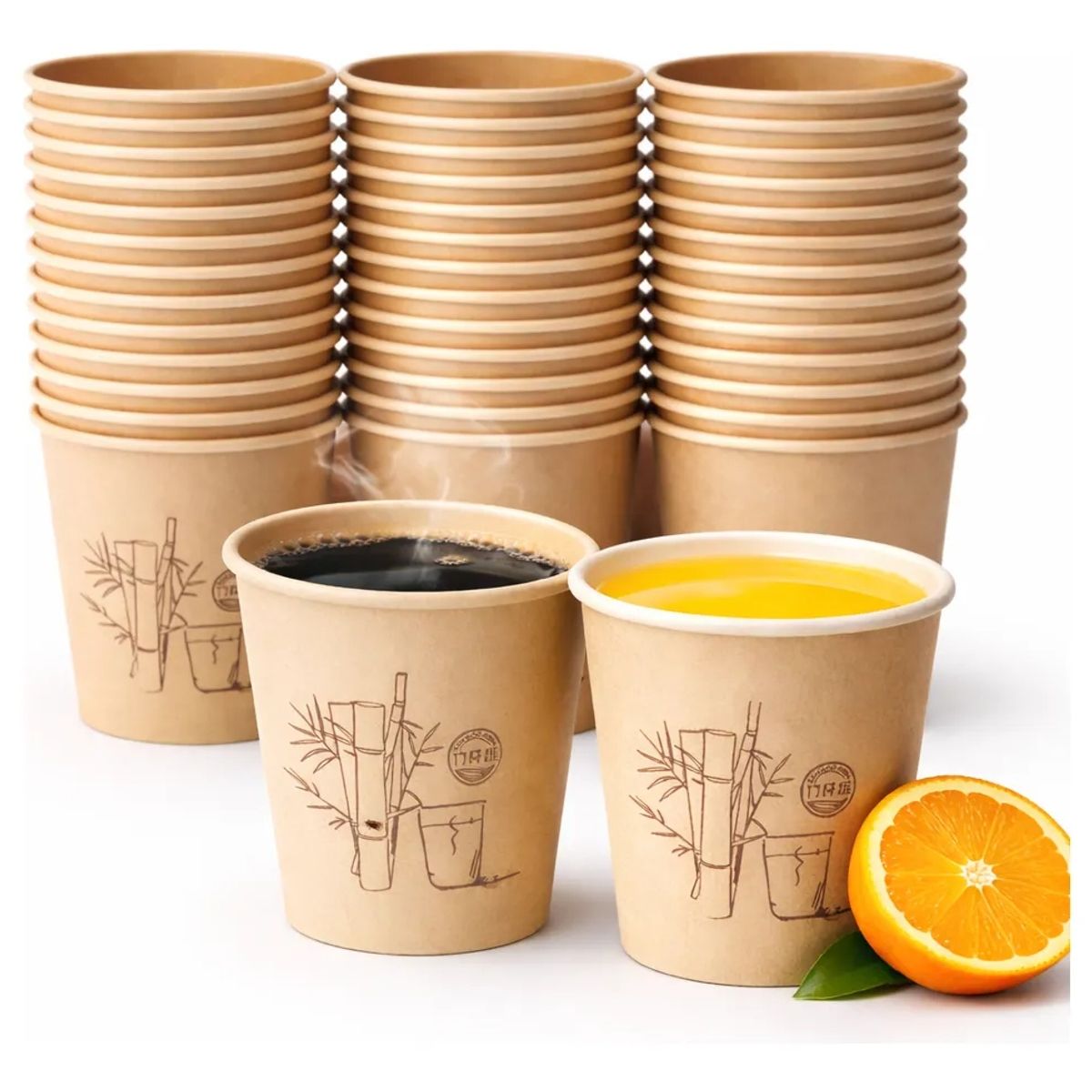 GENERICO - 100 Vasos Cafe Modelo Desechable Eventos Oficina Llevar 9oz