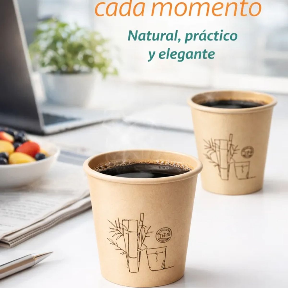 GENERICO - 100 Vasos Cafe Modelo Desechable Eventos Oficina Llevar 9oz