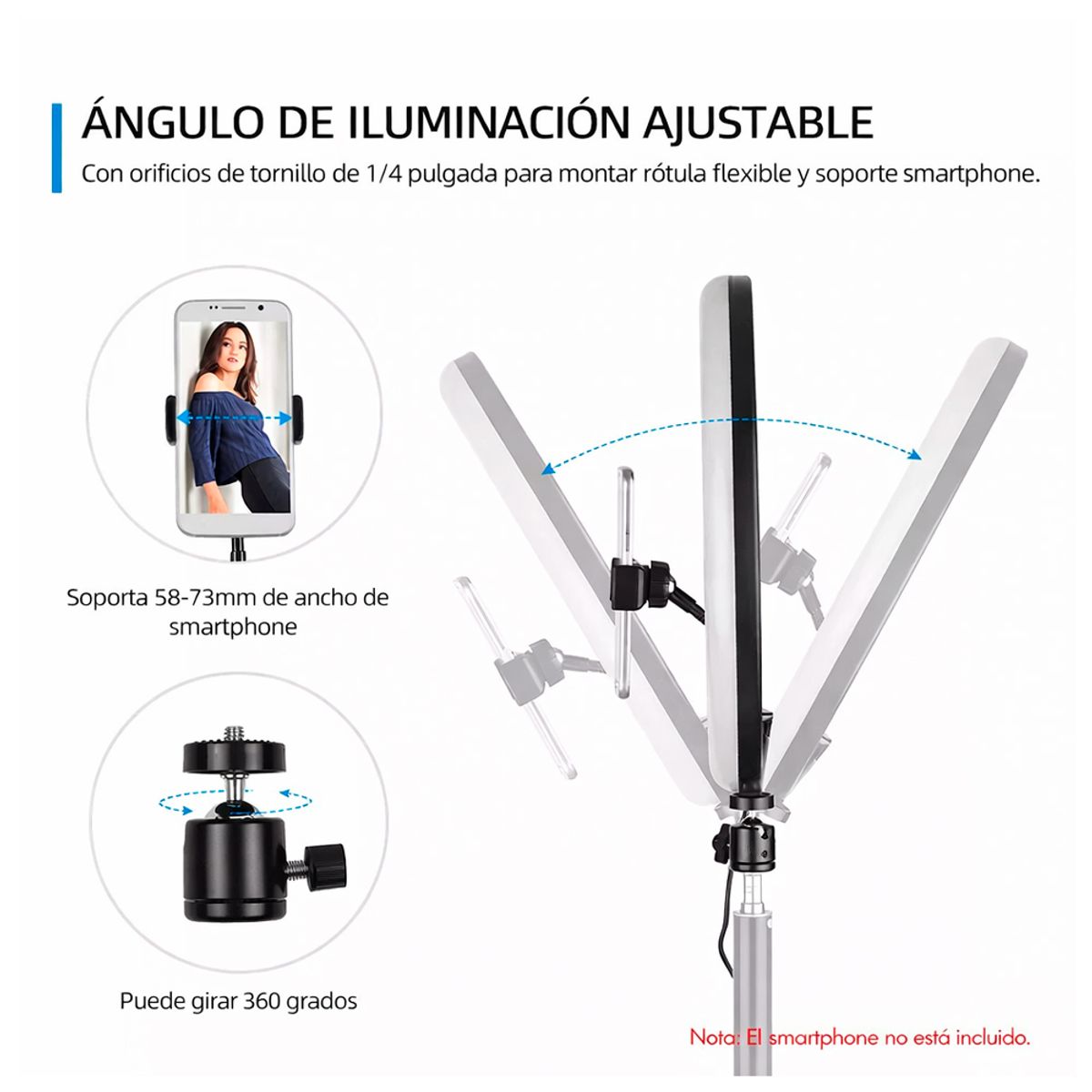 IRM - Aro de luz Blanca USB 36cm Con trípode 3 Tonos de luz Calido Frio Neutro