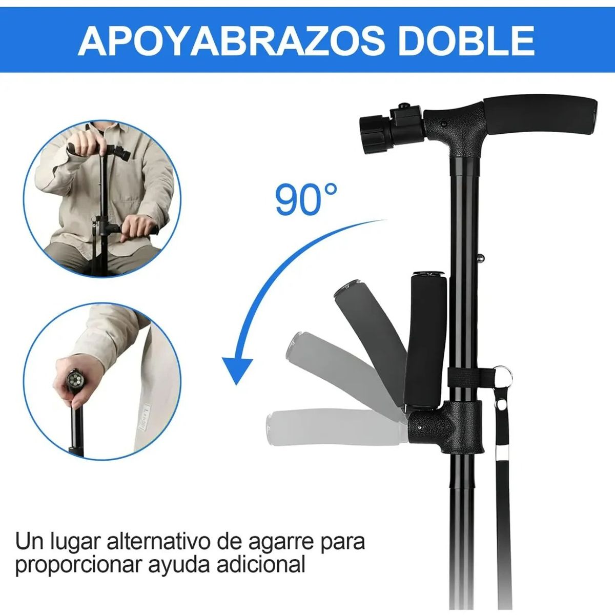 MOVI - Bastón Ortopedico Plegable con Luz Led