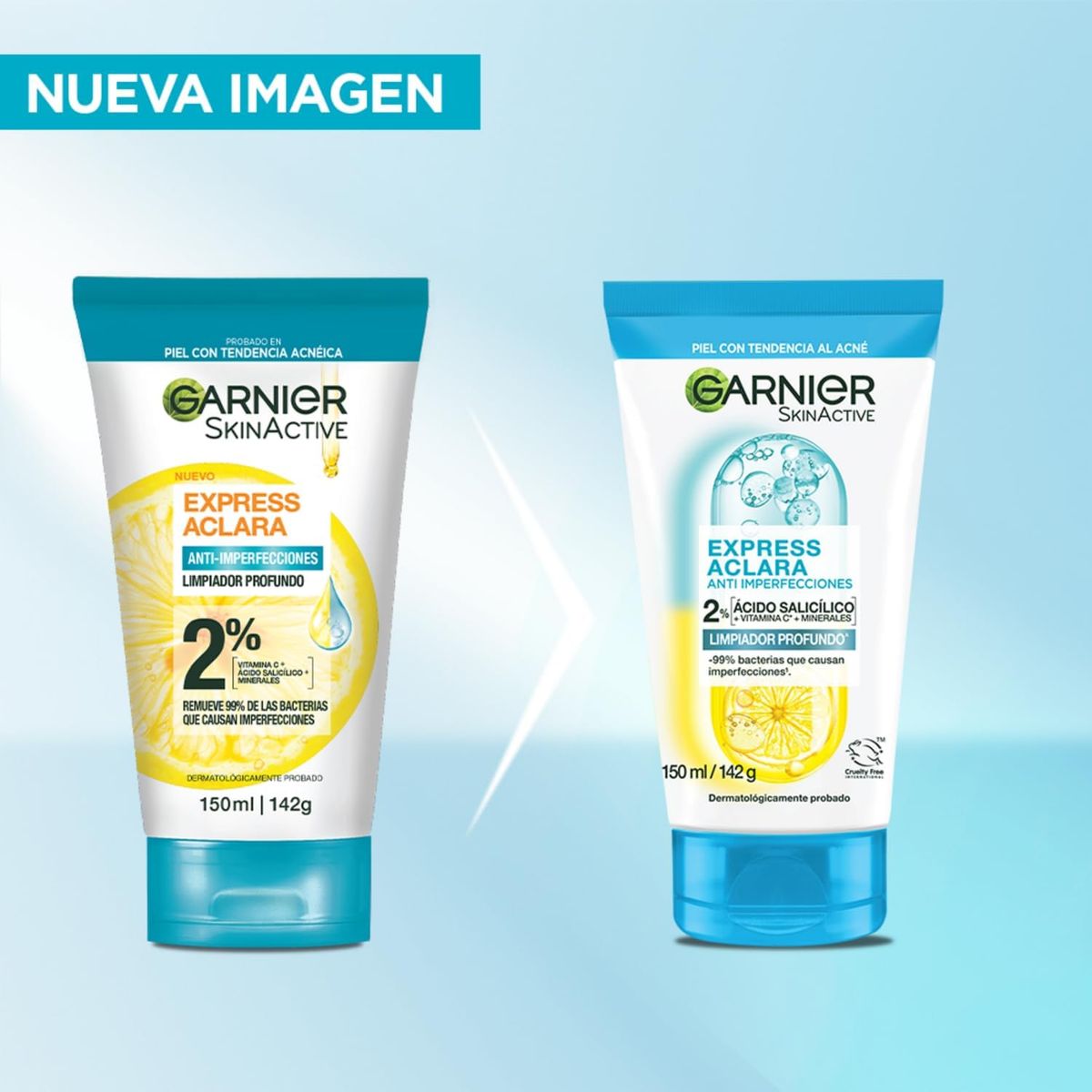 GARNIER - Limpiador Profundo Garnier Express Aclara Anti-Imperfecciones Acido Salicilico + Vitamina C 150ml