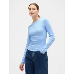 GAP - Polera Mujer Manga Larga Crew Azul