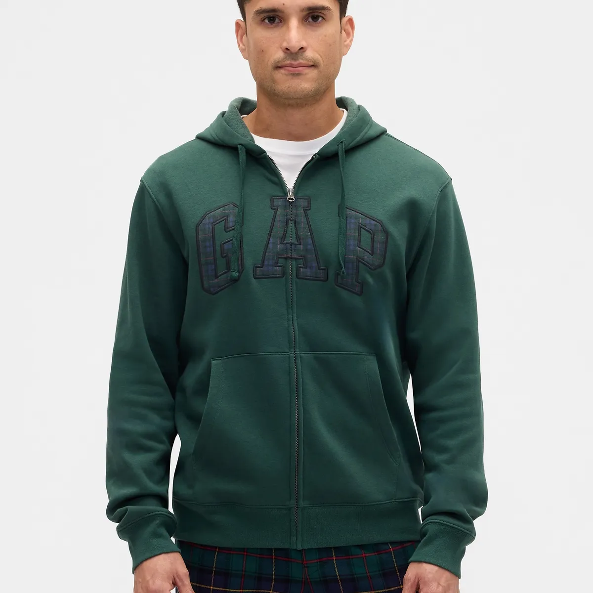 GAP - Polerón Hombre Con Gorro Con Cierre Verde Gap