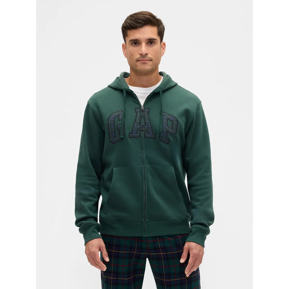 GAP - Polerón Hombre Con Gorro Con Cierre Verde Gap