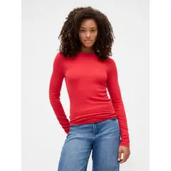 GAP - Polera Mujer Manga Larga Crew Rojo