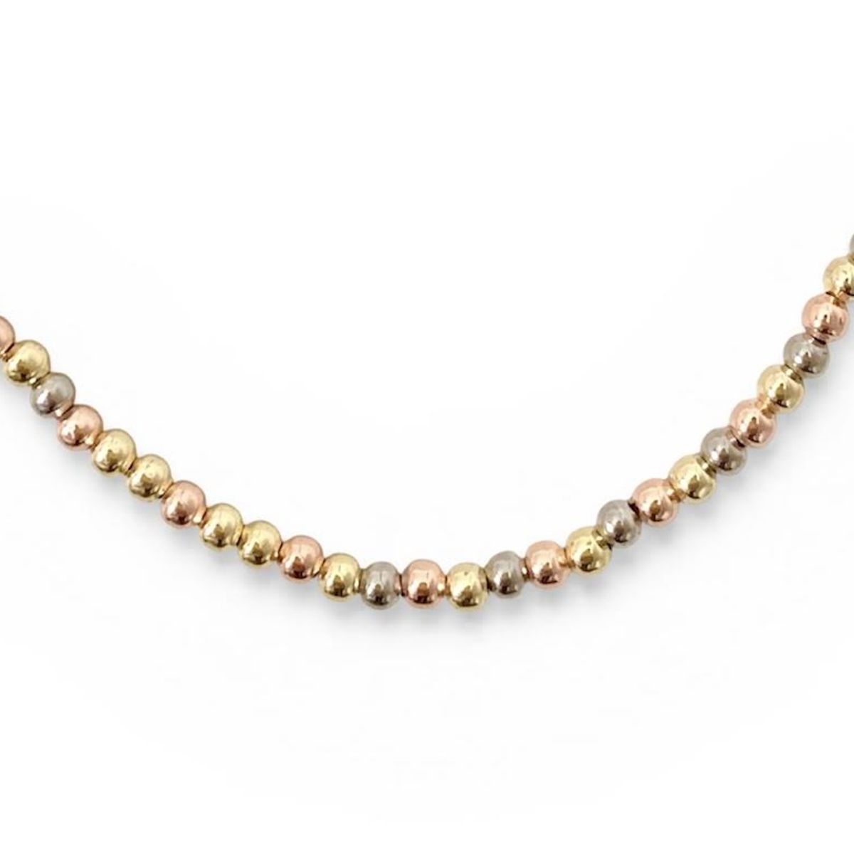 GENERICO - Collar esferas Tricolor oro-plata-rosé enchapado en Oro 18k